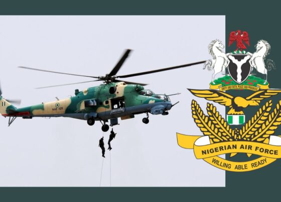 A Nigerian Airforce helicopter